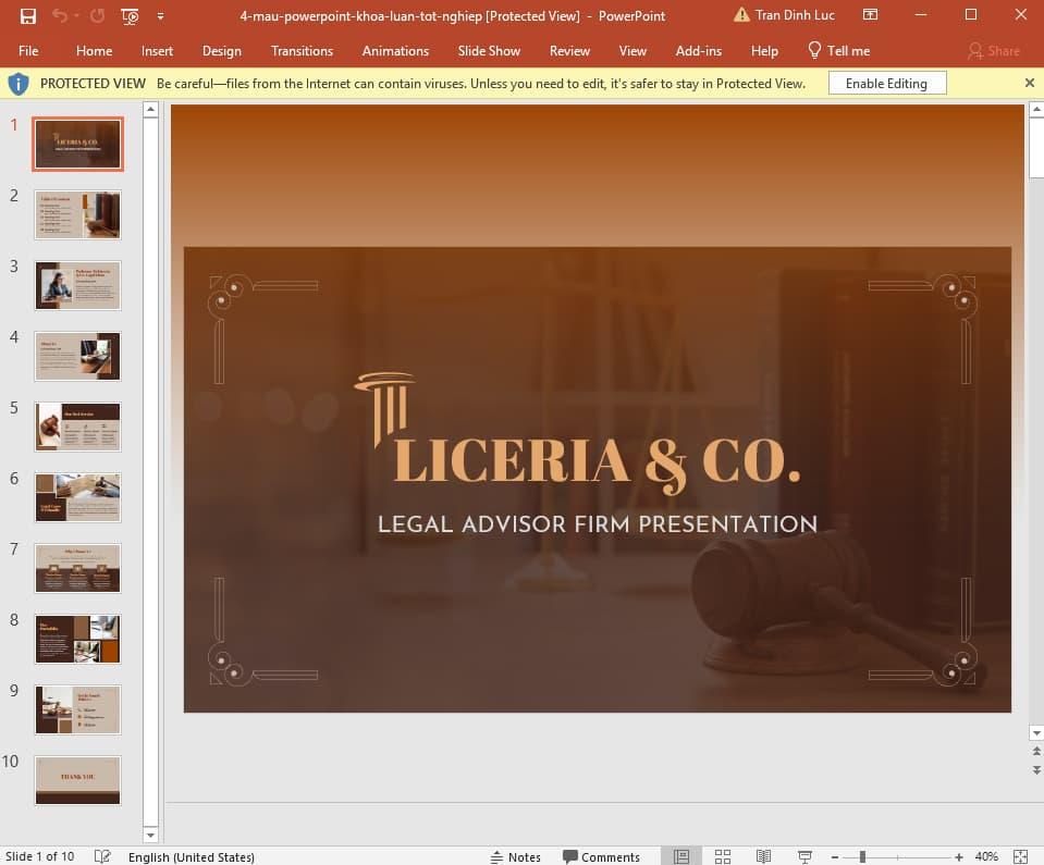 Mẫu Powerpoint KLTN ngành Luật 4