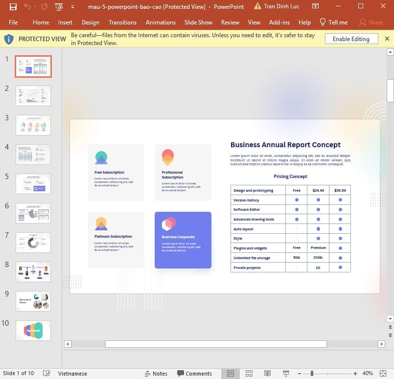 mẫu Powerpoint báo cáo 1