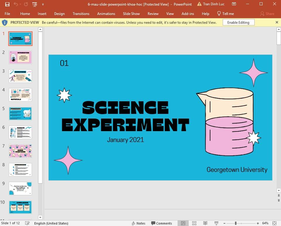 mẫu slide powerpoint đẹp về hóa học 6