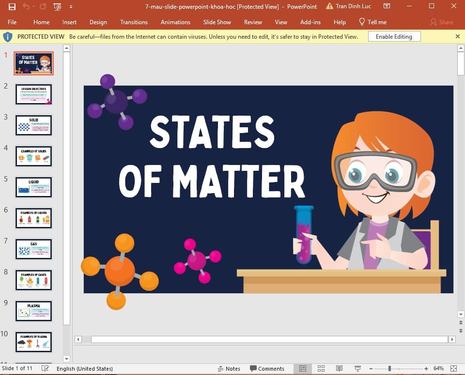 mẫu slide powerpoint đẹp về hóa học 7