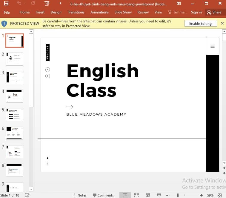 mẫu Powerpoint thuyết trình tiếng Anh 8