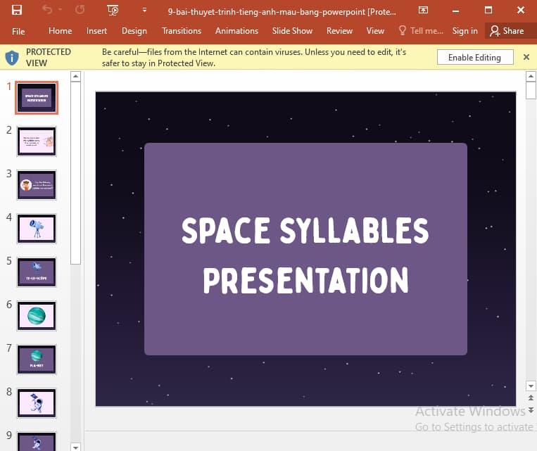 mẫu Powerpoint thuyết trình tiếng Anh 9