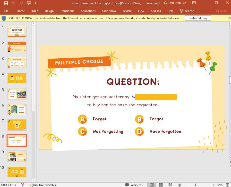 mẫu Powerpoint trắc nghiệm đẹp 20