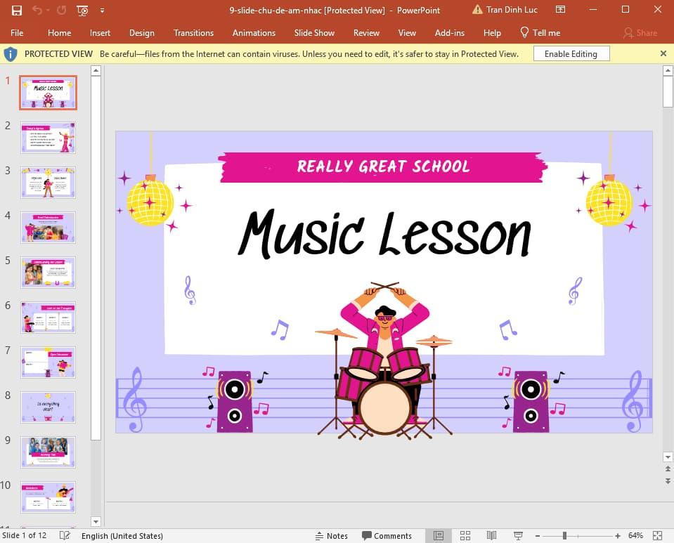 mẫu slide chủ đề âm nhạc 9