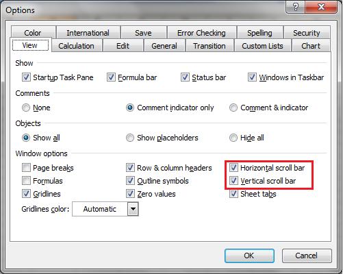Cách ẩn/ hiển thị thanh trượt trong Excel 2003
