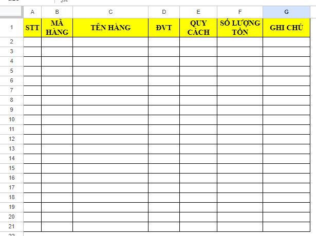 Bảng tồn kho dùng cho nhà phân phối văn phòng phẩm