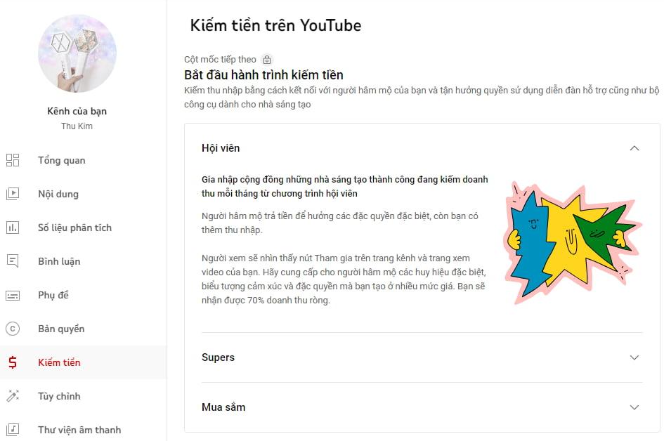 Bật tính năng kiếm tiền Youtube