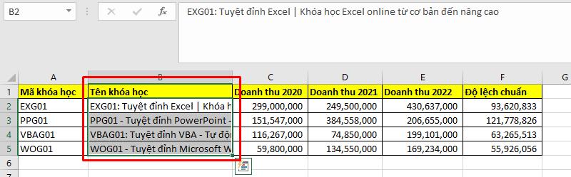 Bôi đen vùng dữ liệu trên Excel