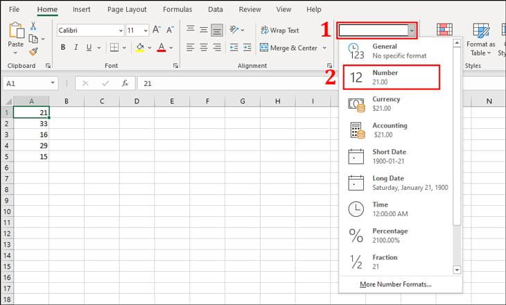 Các định dạng dữ liệu trong Excel