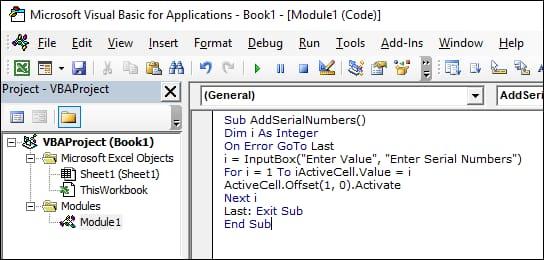 Các lệnh VBA trong Excel