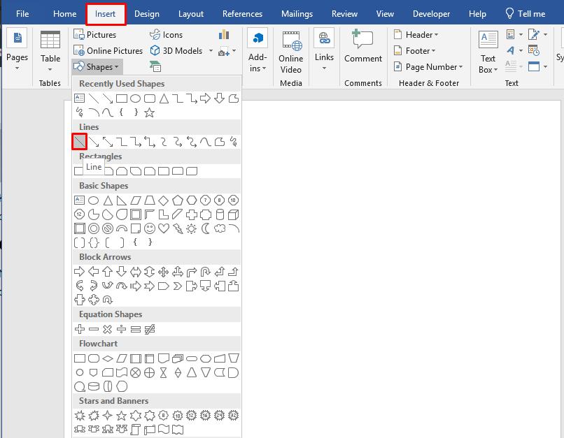 Cách kẻ đường thẳng bằng công cụ Shapes 1