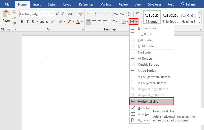 Cách kẻ đường thẳng trong Word bằng công cụ Horizontal Line 2