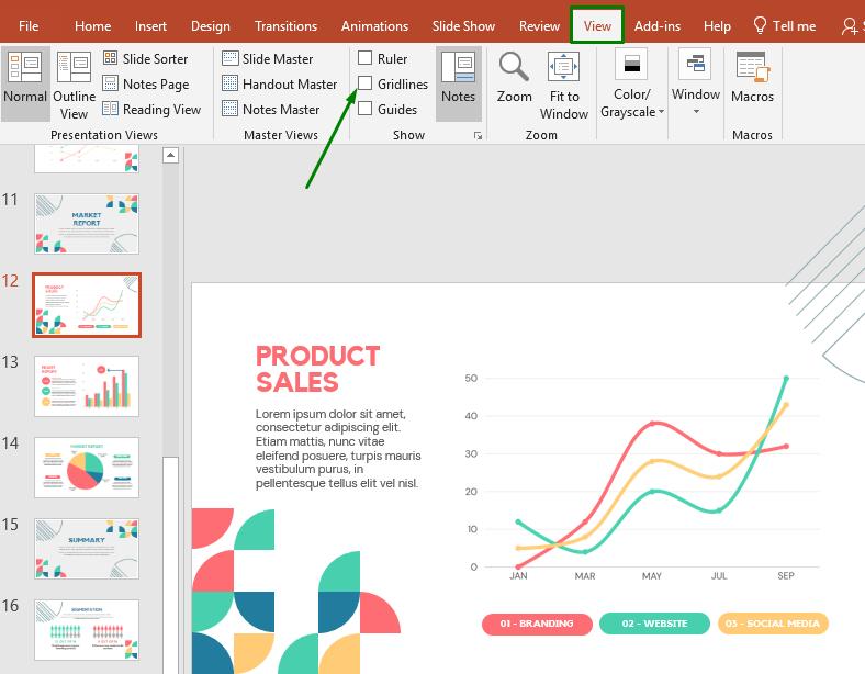 Cách bỏ đường lưới trong Powerpoint 2