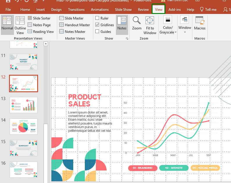 Cách bỏ đường lưới trong Powerpoint 1