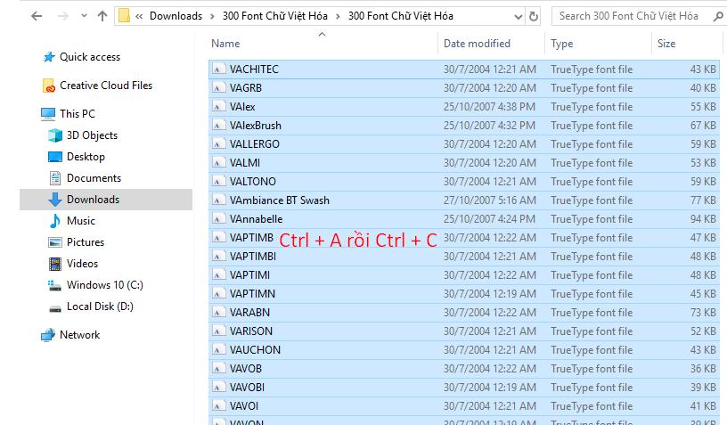 Cách cài đặt font chữ việt hóa cho máy tính 5
