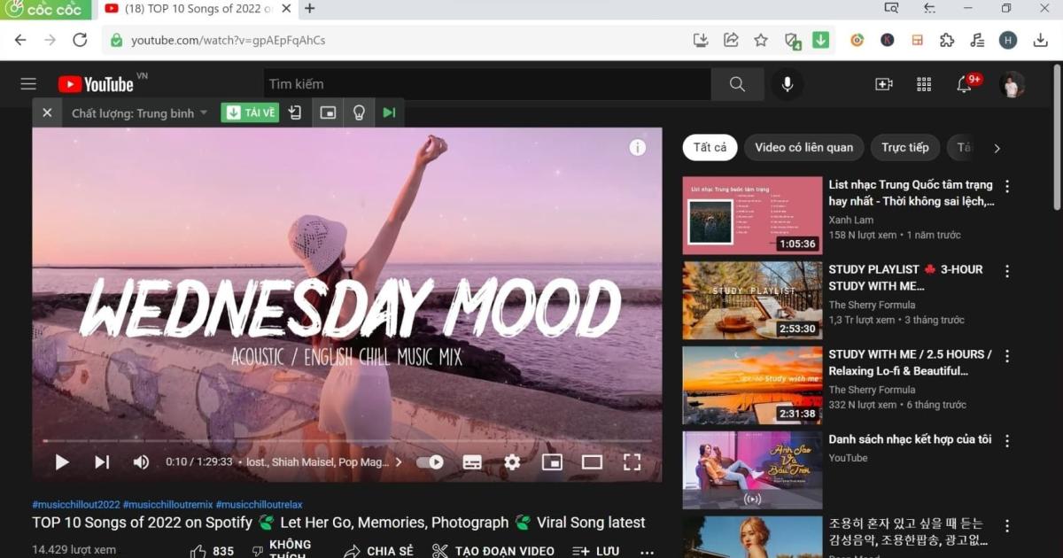 Cách cắt nhạc trên youtube trên trình duyệt Cốc cốc 1