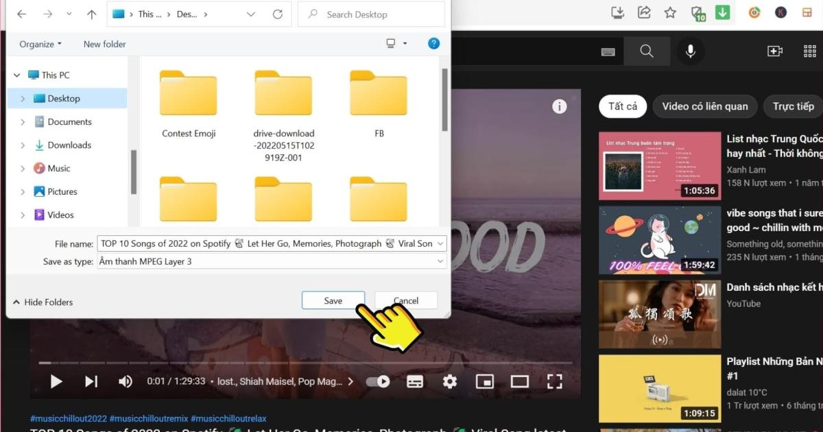 Cách cắt nhạc trên youtube trên trình duyệt Cốc cốc 3