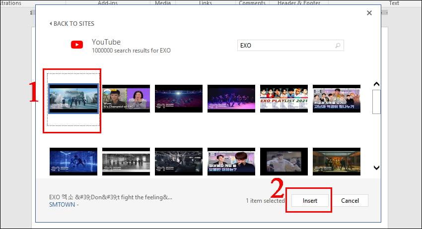 Cách chèn video trực tuyến vào Word bước 3