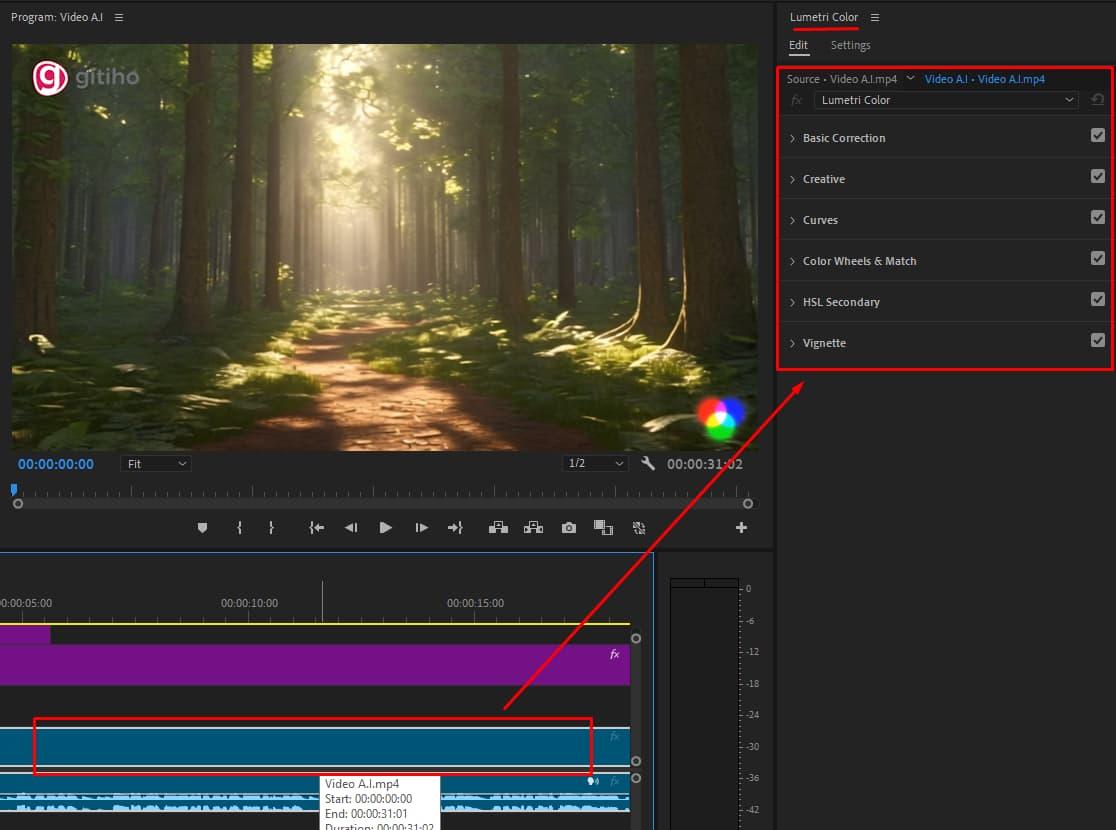 Cách chỉnh màu video trong Premiere 2