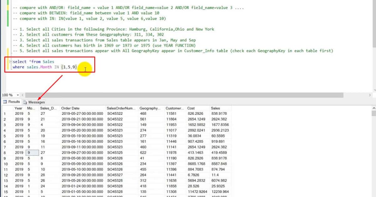 Cách dùng IN trong SQL 3