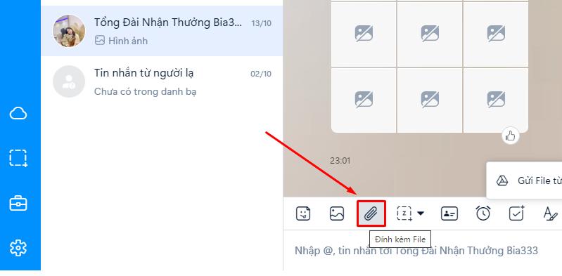 Cách gửi file Word qua Zalo trên máy tính bước 2