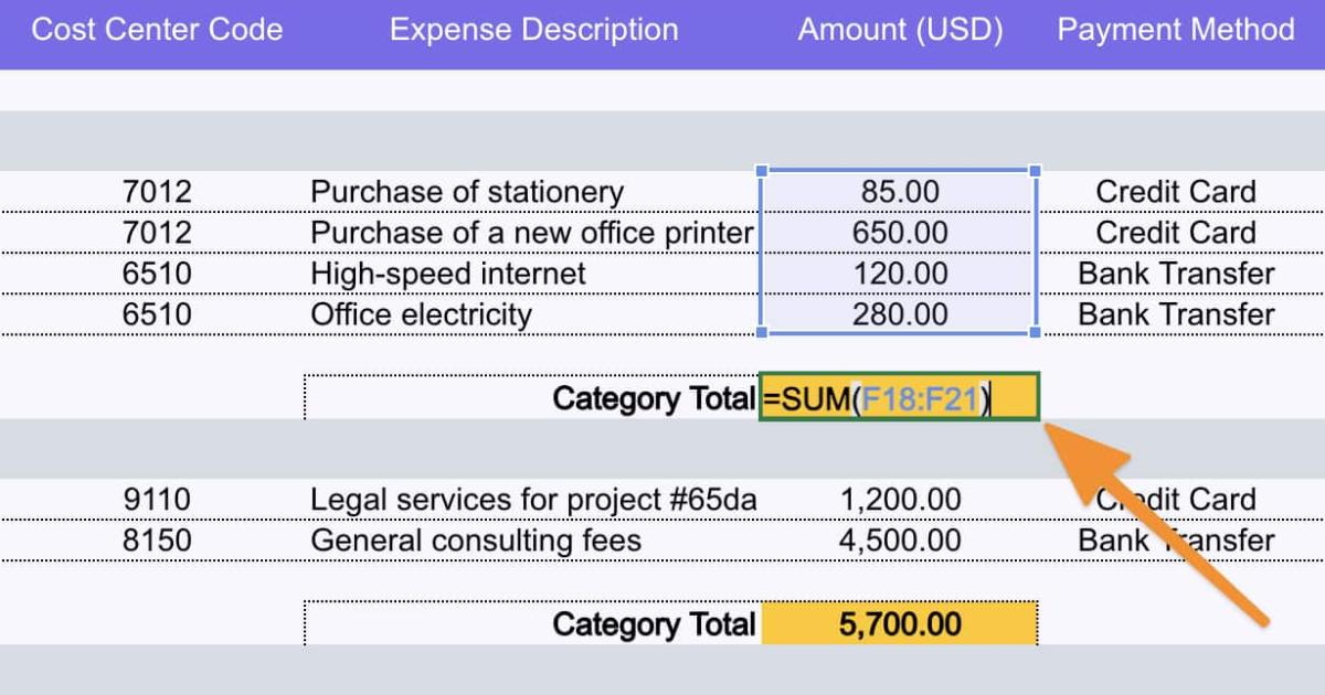 Cách làm báo cáo chi phí kinh doanh trong Excel 5