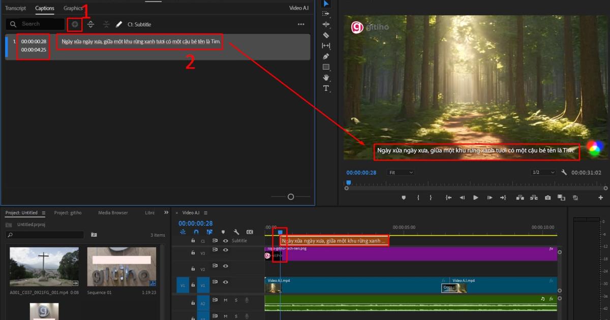 Cách làm phụ đề bằng adobe Premiere một loạt 4