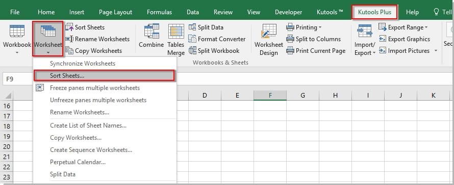 Cách sắp xếp các sheet theo thứ tự bằng Kutools cho Excel 1