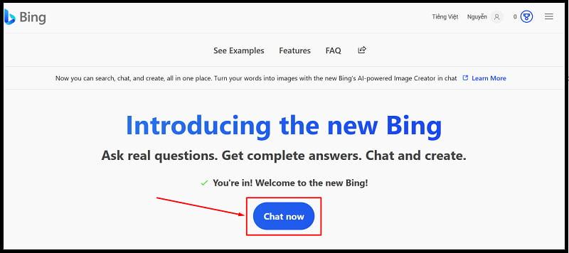 Cách sử dụng chatgpt miễn phí trên Microsoft Bing bước 3