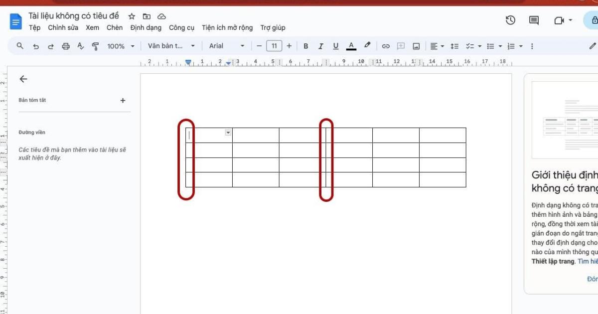 Định dạng bảng trong Google docs 2