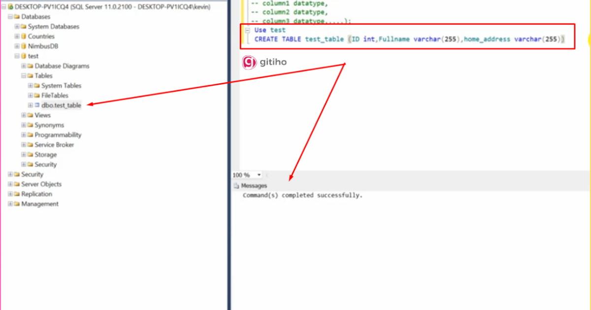 Cách tạo bảng bằng câu lệnh CREATE TABLE trong SQL