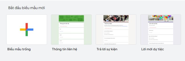 Tạo một biểu mẫu mới trong Google Form 1