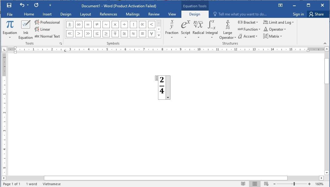 Cách tạo phân số trong word bằng công cụ Ink Equation