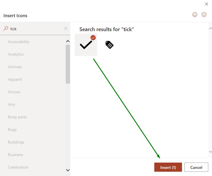Cách thêm dấu tích trong Powerpoint bằng Icons 3