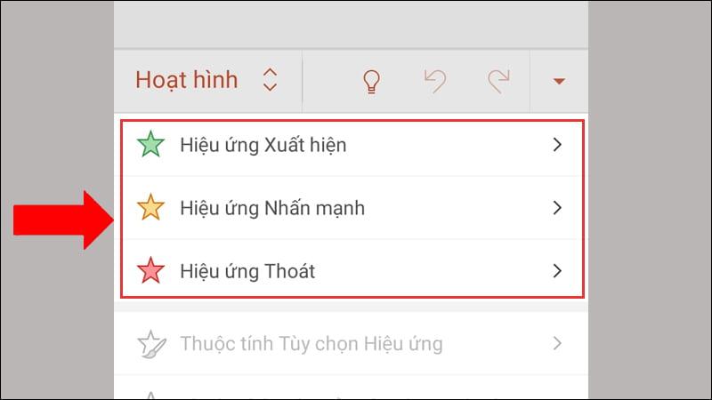 Cách thêm hiệu ứng cho slide bằng điện thoại bước 4