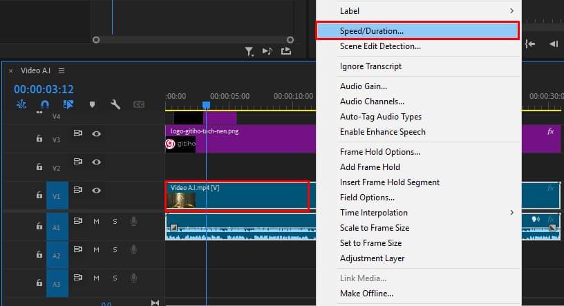 Cách tua nhanh, tua chậm video trong Premiere cách 2 1