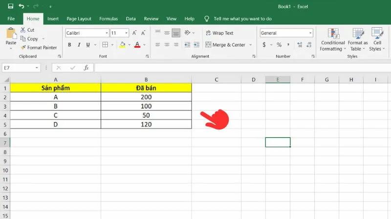 Cách vẽ biểu đồ tròn trong Excel đơn giản 1