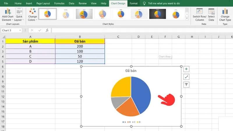 Cách vẽ biểu đồ tròn trong Excel đơn giản 3