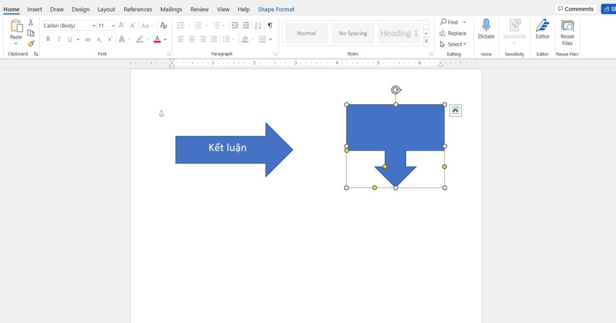 Cách vẽ mũi tên trong Word cơ bản 4