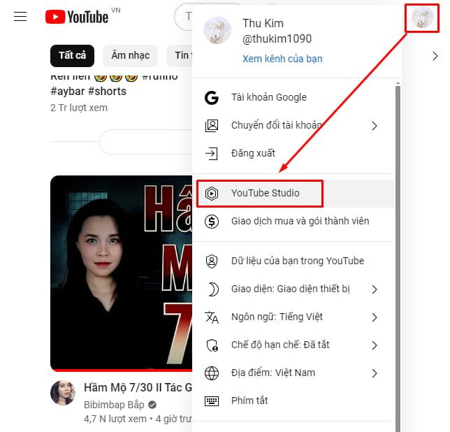 Cách xóa video mình đăng trên Youtube bằng máy tính bước 1