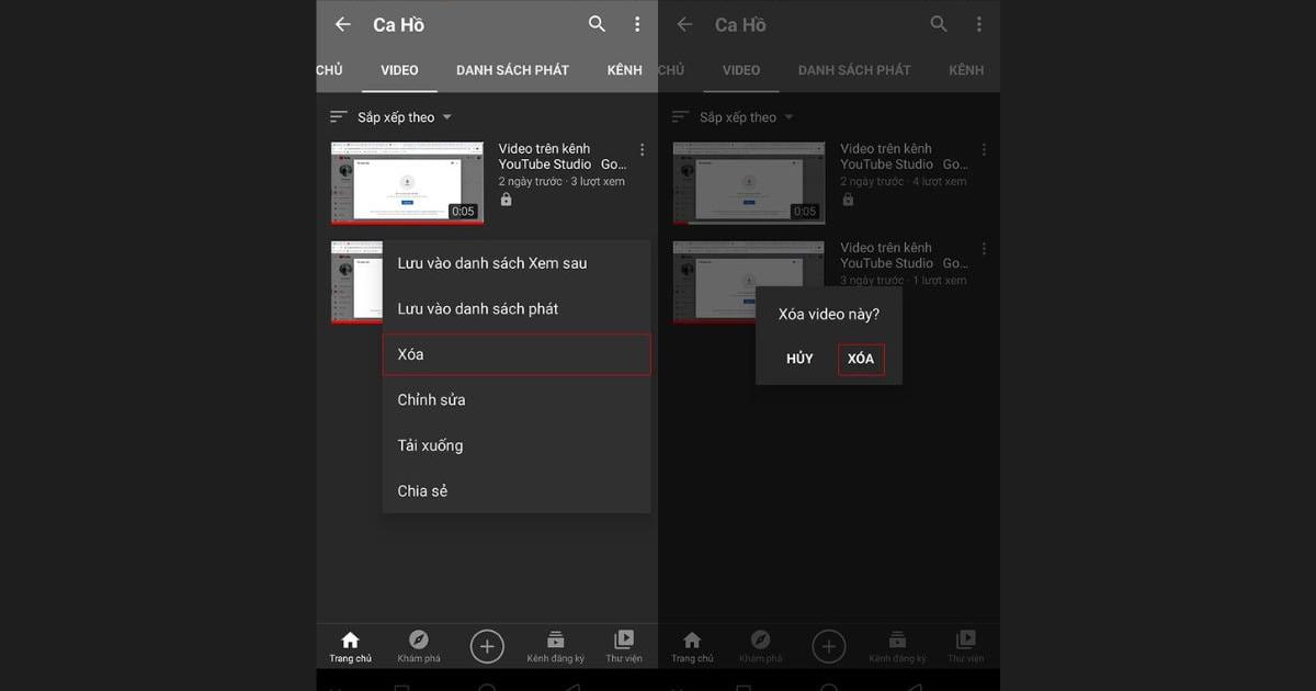 Cách xóa video trên Youtube bằng điện thoại 2