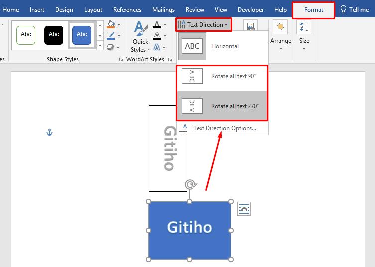 Cách xoay chữ trong Word bằng Text box và Shapes 4