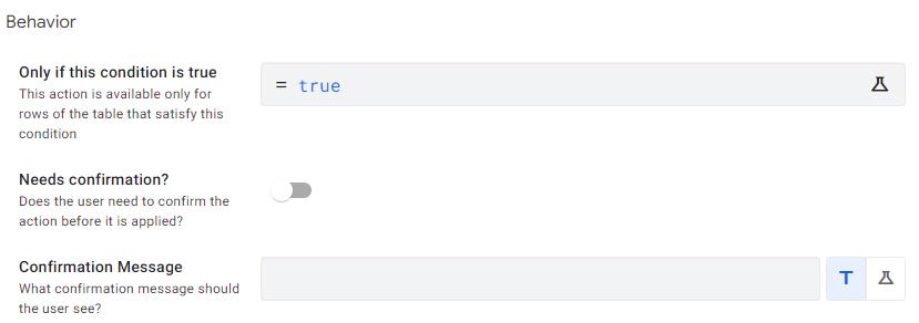 Cài đặt hành vi cho action