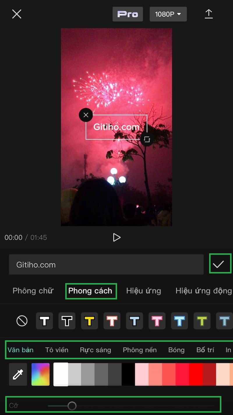Cài đặt phong cách cho văn bản