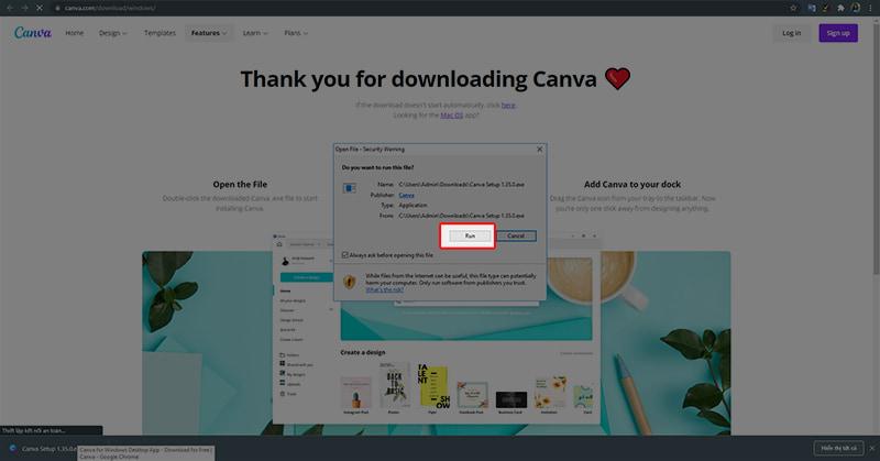 Cài đặt ứng dụng Canva cho máy tính