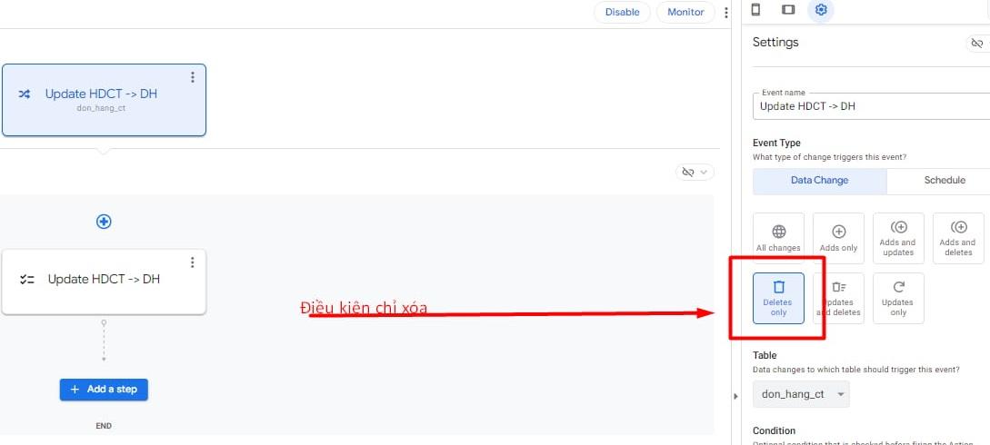 Cài đặt tự động cập nhật dữ liệu