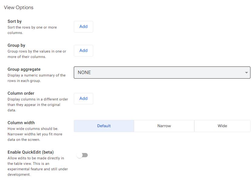 mô tả View options