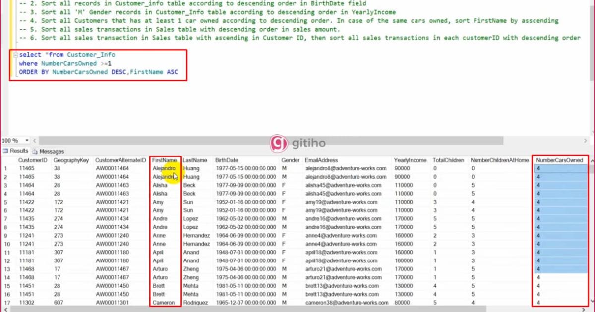 Câu lệnh ORDER BY để sắp xếp dữ liệu trong nhiều cột 1