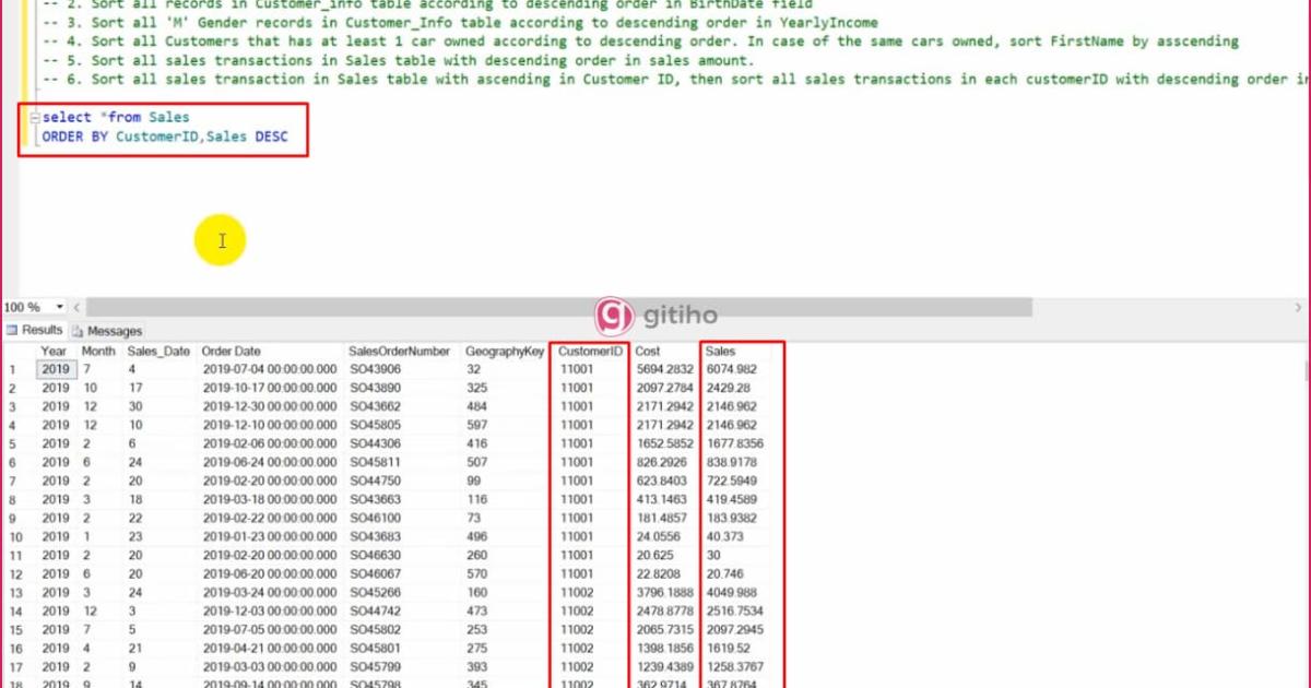 Câu lệnh ORDER BY để sắp xếp dữ liệu trong nhiều cột 2