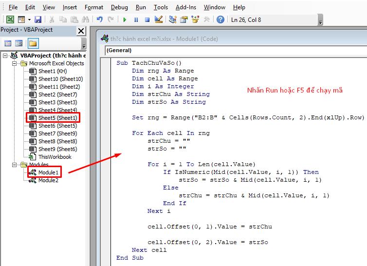 Chạy mã VBA